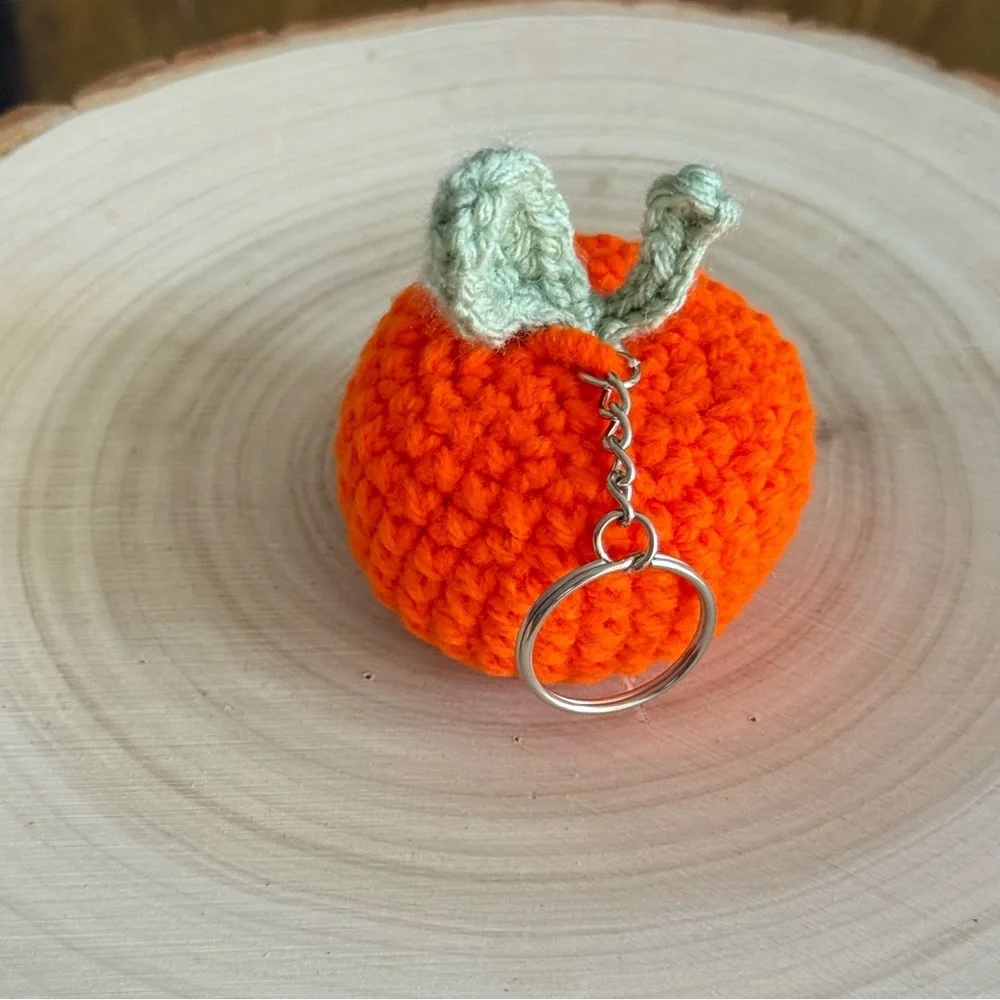 Handmade Crochet Clementine Keychain | Cute Fruit Amigurumi Gift